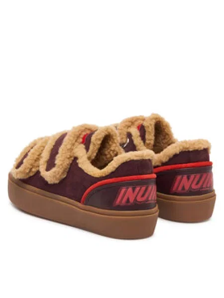 Inuikii Superge Lila Shearling Low Velcro Bordo rdeča