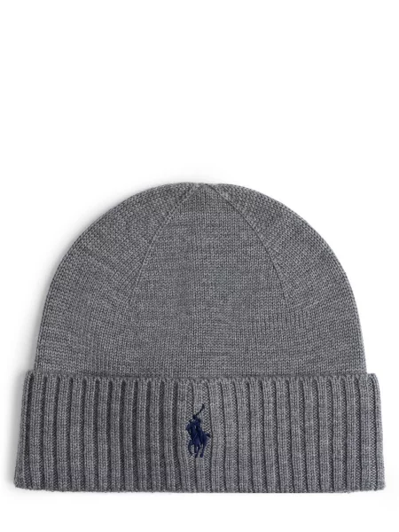 Polo Ralph Lauren czapka wełniana z cienkiej dzianiny wełniana szary