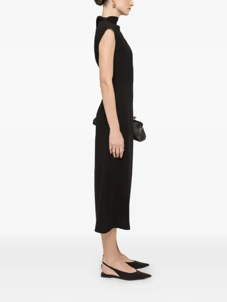 Sukienka midi Nissa z krepy w kształcie litery A garniturowa czarna