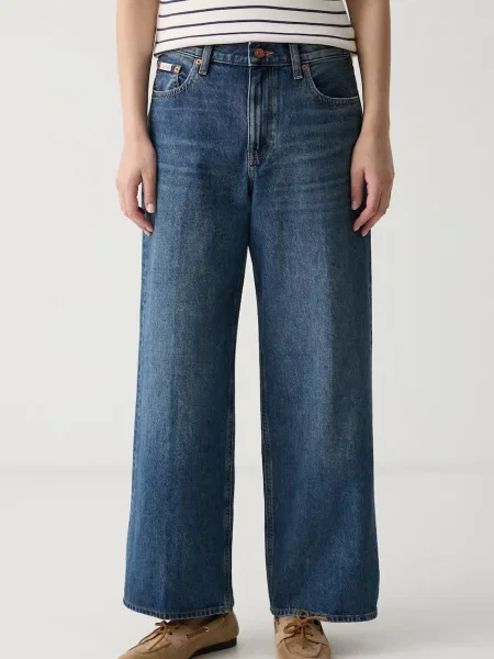 Calvin Klein Jeans blugi wide leg pentru femei albastru