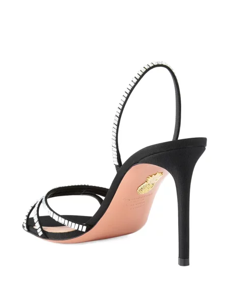Sandale Aquazzura slingback de cristal negru