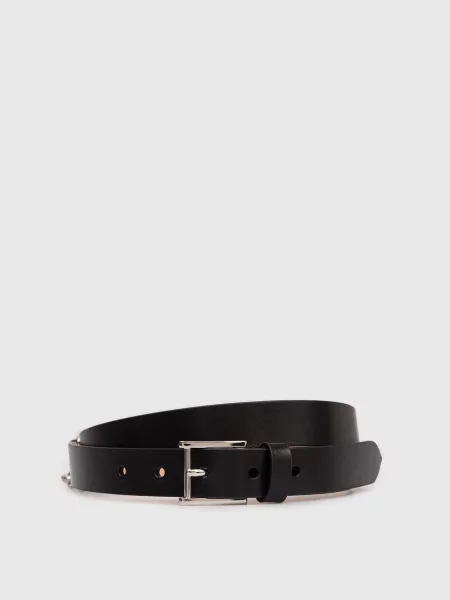 Шкіряний Skull з логотипом Alexander Mcqueen чорний