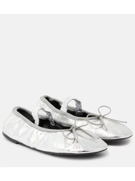 Balerini Proenza Schouler din piele argintiu