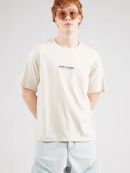 JACK & JONES Tričko JWHVESTERBRO svetlobéžová čierna
