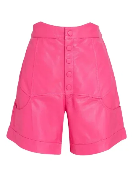 Szorty Olympiah z wysoką talią skórzane różowe
