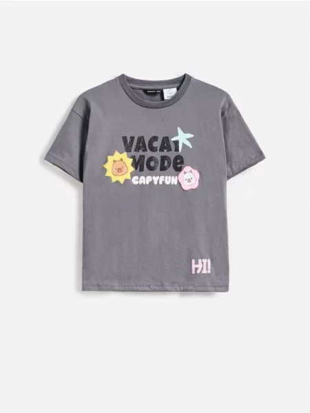 Reserved Tricou Capibara CapyFun gri-închis gri