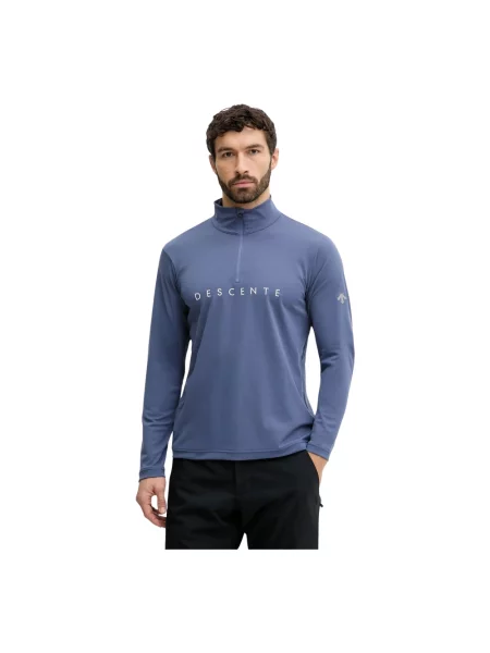 Descente longsleeve funkcyjny CHEST LOGO T-NECK niebieska