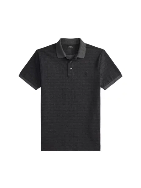 Lniana koszulka polo Polo Ralph Lauren w kratę czarna