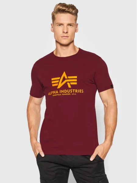 ALPHA INDUSTRIES Tričko tmavočervená žltá
