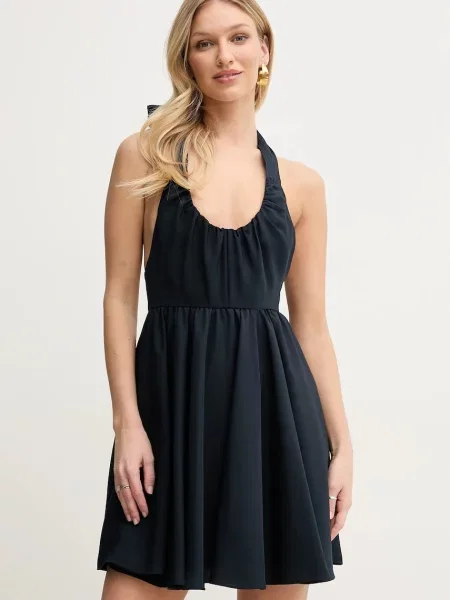 Armani Exchange sukienka mini rozkloszowana granatowy