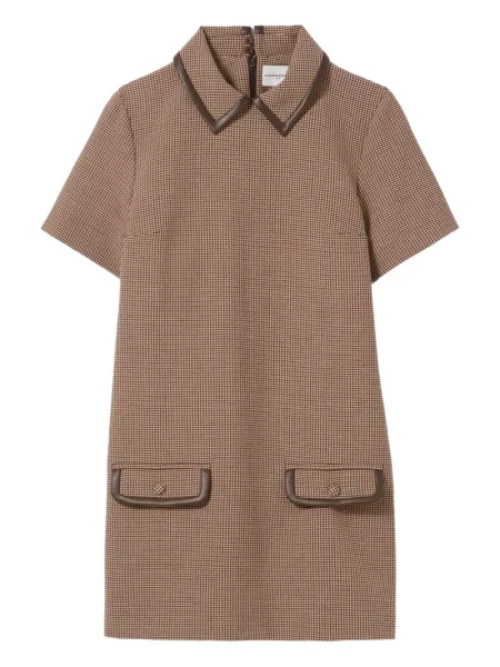 Sukienka Claudie Pierlot skórzana w pepitkę garniturowa