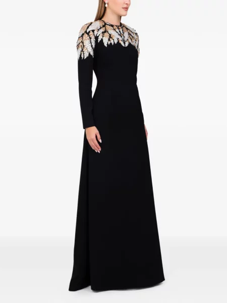 Rochie maxi Dina Melwani de cristal de costum negru