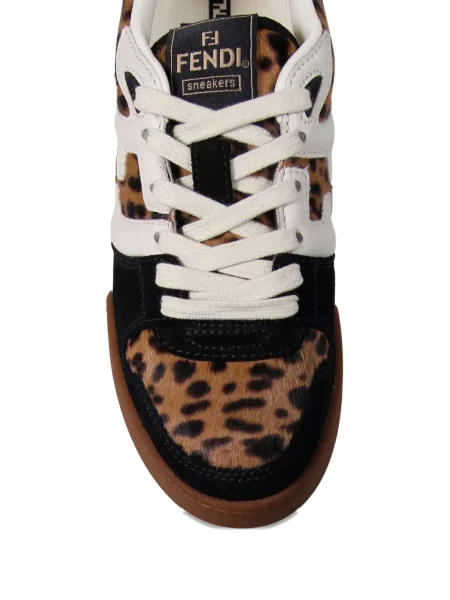 Sneakerși Fendi cu imagine cu model leopard maro
