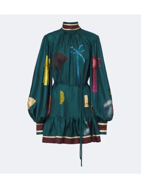 Rochie Alemais de mătase cu imagine albastru