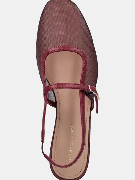 Tommy Hilfiger baleriny MESH ROUND HEEL BALLERINA z odkrytą piętą bordowy