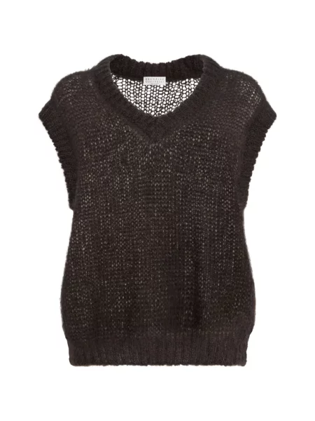 Vestă Brunello Cucinelli de mohair maro