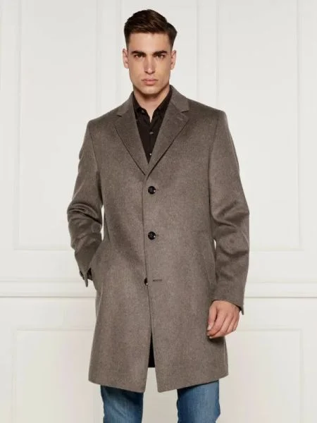 BOSS BLACK De lână palton cu adaos de cașmir negru