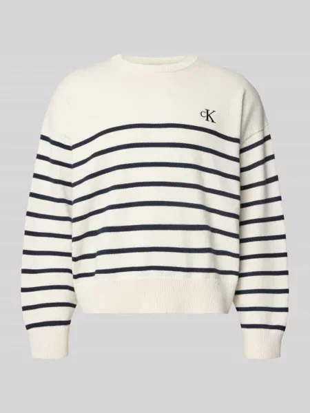 Sweter z dzianiny o kroju regular fit z czystej bawełny Calvin Klein Jeans beżowy