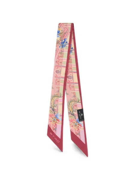 Fular Etro de mătase cu imagine cu model paisley roz