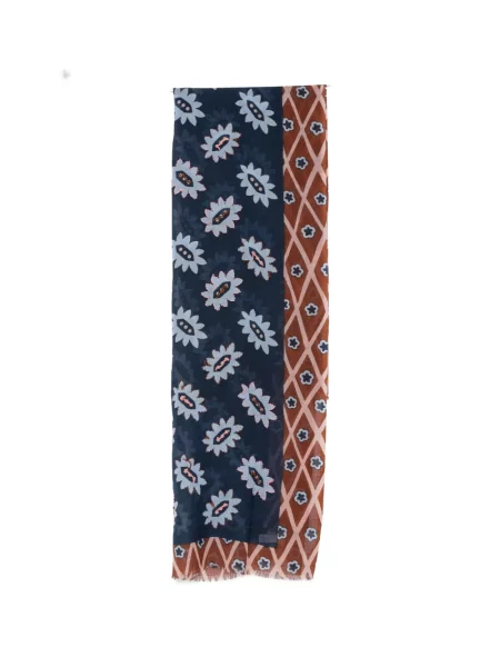 Fular Baobab cu model floral cu imagine albastru