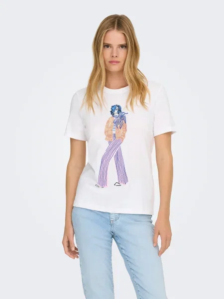 ONLY Majica ONLCELINE plava / rosé / prljavo roza bijela