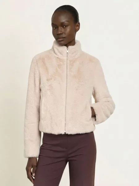 Marc Cain Kurtka Ze Sztucznego Futra beige beżowa