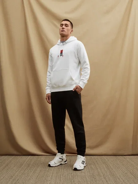 Pulover Celio cu glugă alb