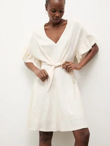 Answear.LAB ljetna haljina s lanom bež