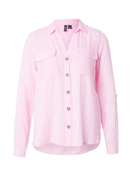 VERO MODA Bluză VMBUMPY roz deschis alb