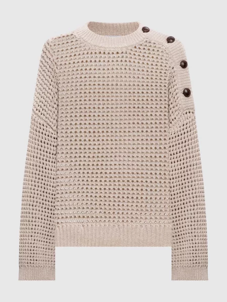 Ажурний светр Brunello Cucinelli бежевий