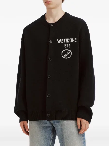 Cardigan We11done tricotate cu autograf negru