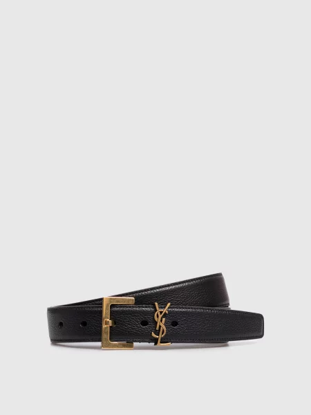 Шкіряний пояс Cassandre Saint Laurent чорний