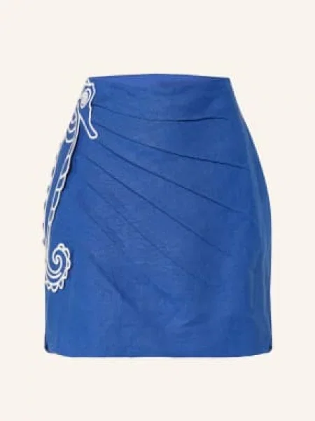 Farm Rio Lněná Sukně Seahorse Blue Embroidery tmavě modrá bílá