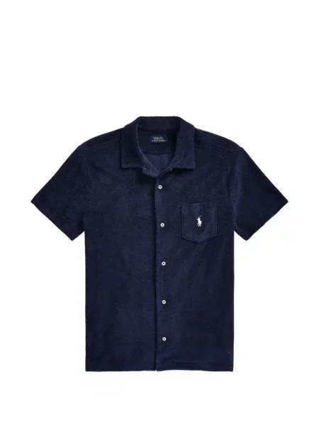 Хавлиени препасан карирана риза Polo Ralph Lauren синьо
