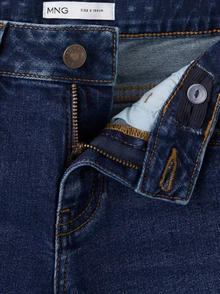 Jeansy slim fit z bawełny Dzieci 9 MANGO KIDS ciemnoniebieski