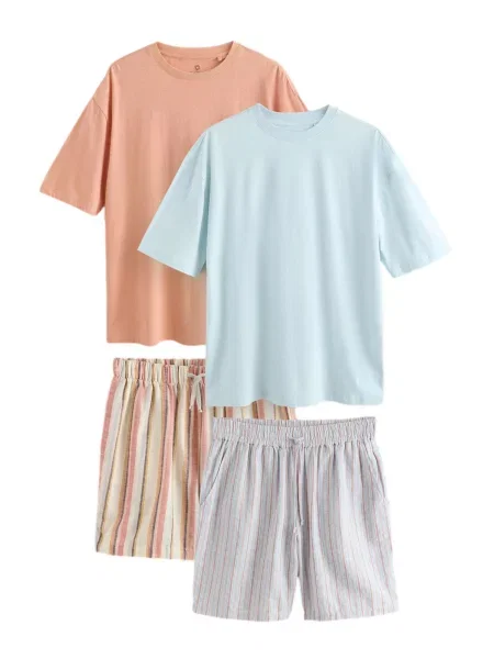 Next Pantaloni de pijama crem / pastel / mov închis / portocaliu deschis albastru