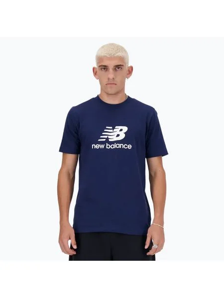 Мъжка тениска New Balance Stacked Logo тъмносин синьо