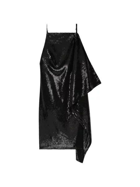 Rochie mini Courreges cu paiete drapată negru