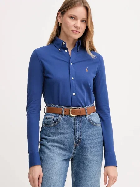 Polo Ralph Lauren cămașă din cu guler clasic regular negru