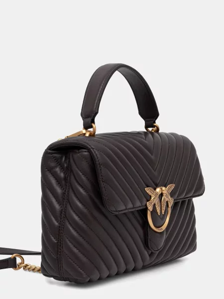 Pinko crossbody torbica usnjena rjava