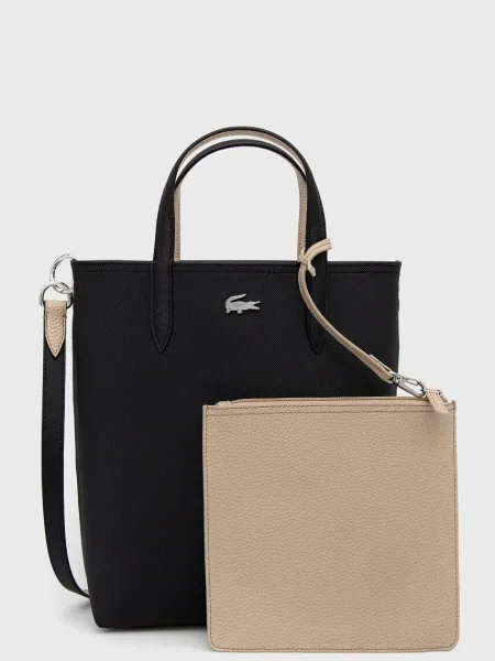 Geantă shopper Lacoste din piele negru