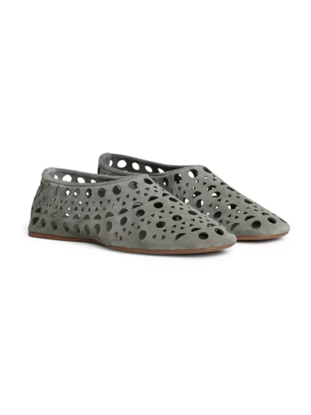 Balerinki Alaïa skórzane zielone
