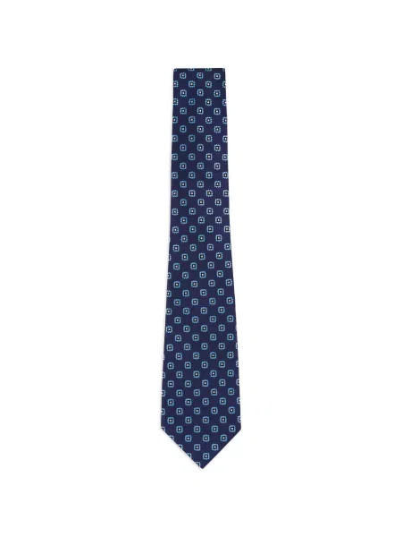 Cravată Zegna cu imprimeu geometric albastru