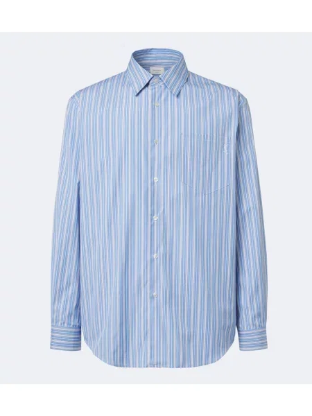 Cămașă Saint Laurent cu dungi din poplin albastru