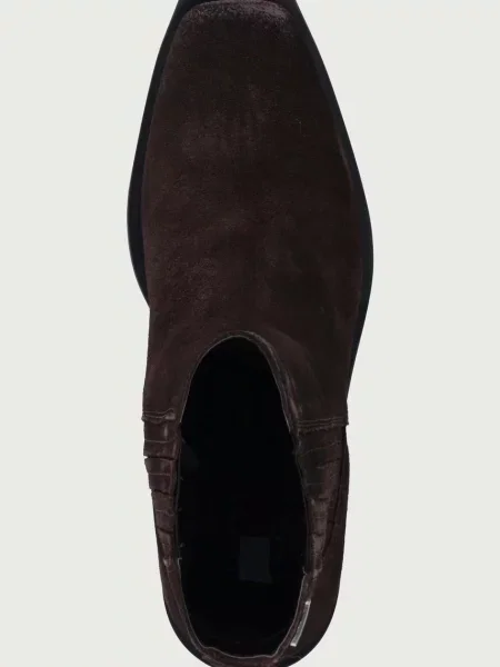 Tommy Jeans боти челси дамски от велур TJW SUEDE COWBOY BOOTS кафяво