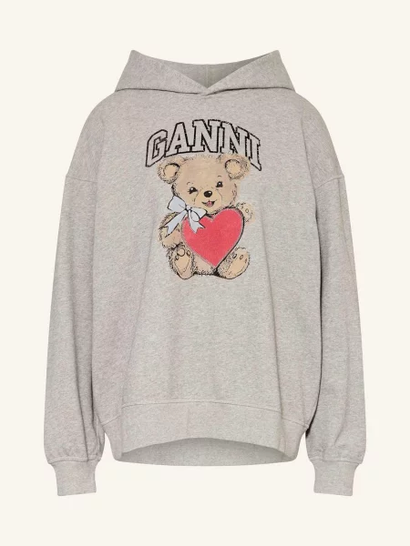 Ganni Oversized Mikina S Kapucí šedá
