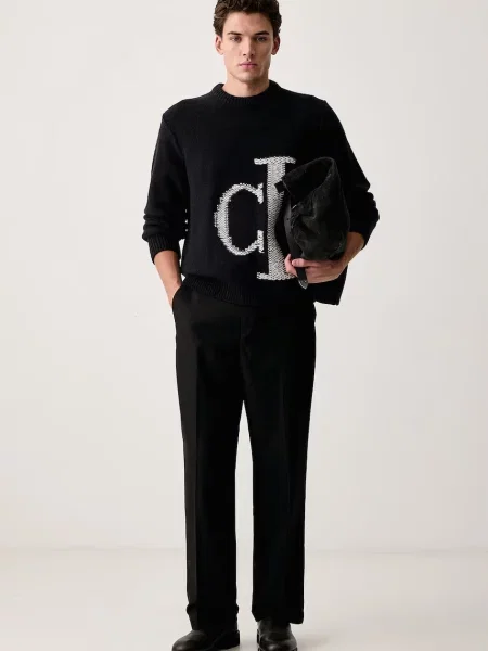Calvin Klein Jeans sveter pánsky vlnený čierna