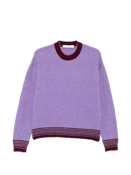 Pulover Tela cu dungi cu decolteu rotund violet
