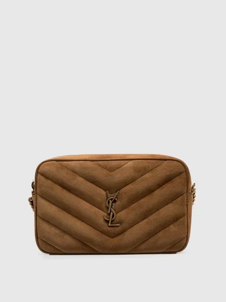 Замшева сумка крос-боді LouLou Saint Laurent коричнева