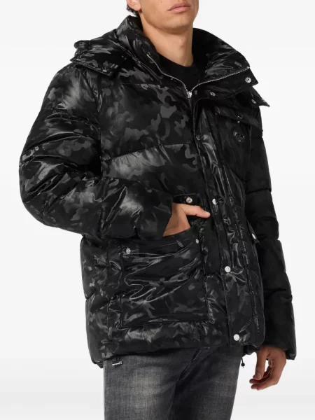 Geacă cu puf Philipp Plein cu model camuflaj negru